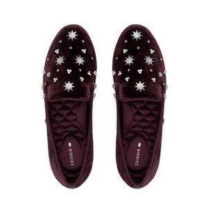Birdies The Starling Loafers in Burgundy Velvet, size 7.5